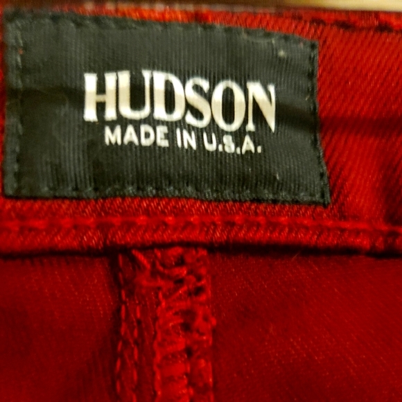 Hudson's Moto Stark Crimson Wax Super Skinny Mid Rise Front Zip Pocket Woman 30 - Picture 8 of 15